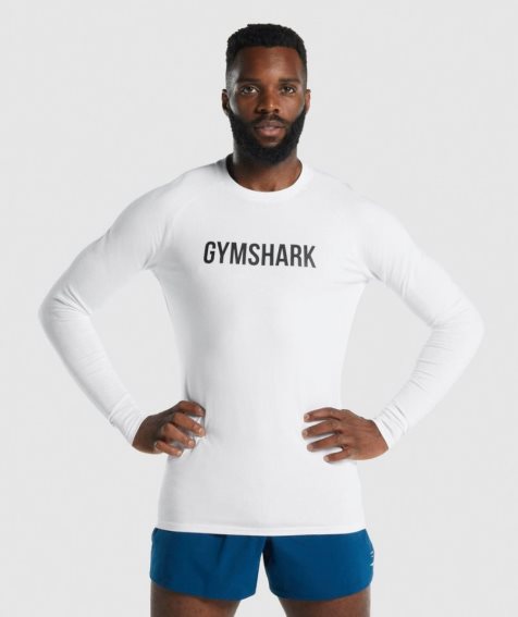 Camiseta Gymshark Apollo Long Sleeve Hombre Blancos | MX 259DZR